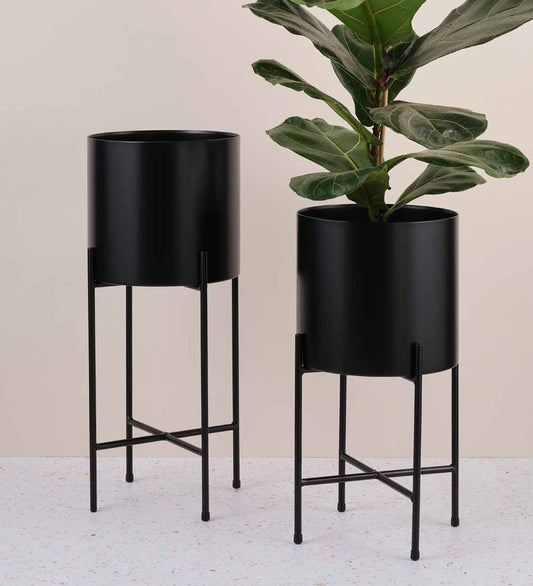 Black Hübsch Planter with Stand