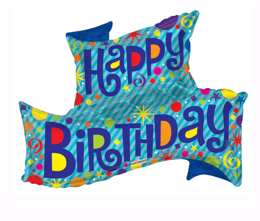 36" Jumbo Happy Birthday Banner Shape Mylar