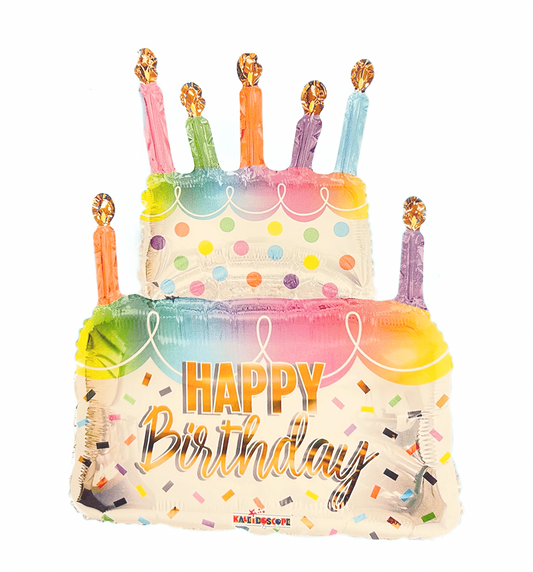 36" Jumbo Happy Birthday Two Tier Cake Balloon