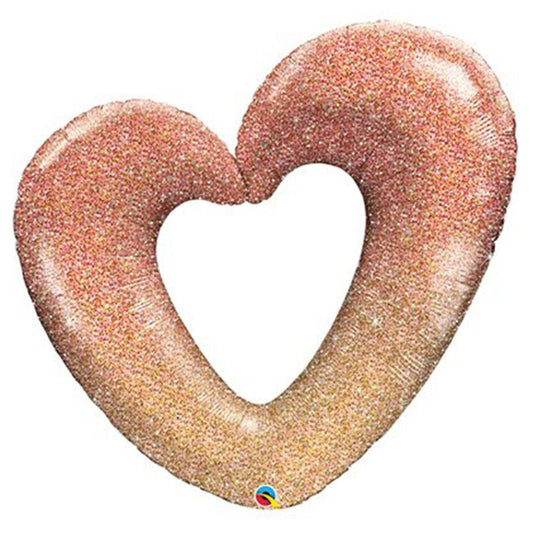 Heart Supershape Foil Balloon, 42 in, Rose Gold Ombre